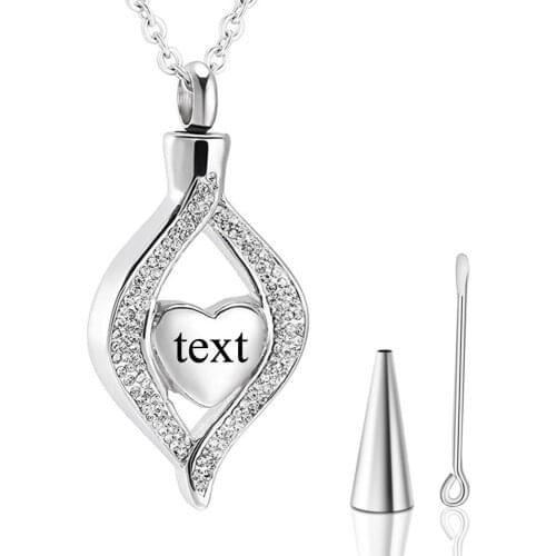 Stainless Steel Cremation Jewelry Crystal Teardrop Heart necklace for Ashes Keepsake Memorial Urn Pendant
