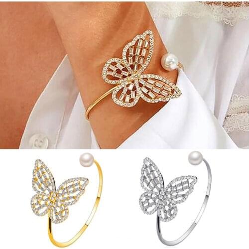 50% Hot Sales Bangle Stylish All-match Flexible Alloy Adjustable Opening Butterfly Bracelet for Party