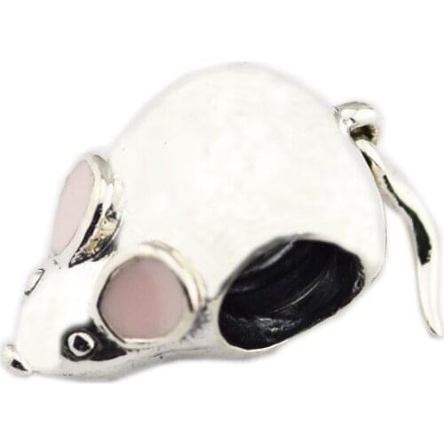 Cute Mouse Charm Fits European Woman DIY Bracelets original sterling silver Beads For Jewelry Making