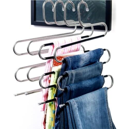 5 Layers S Shape MultiFunctional Clothes Hangers Pants Storage Hangers Cloth Rack Multilayer Storage Cloth Hanger