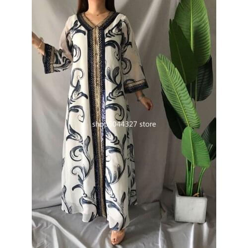 Fashion Sequins Embroidered Muslim Dress Dubai Arab Abaya Duabi Arabic Turkey Moroccon Kaftan Islamic Clothing India Gown Robe