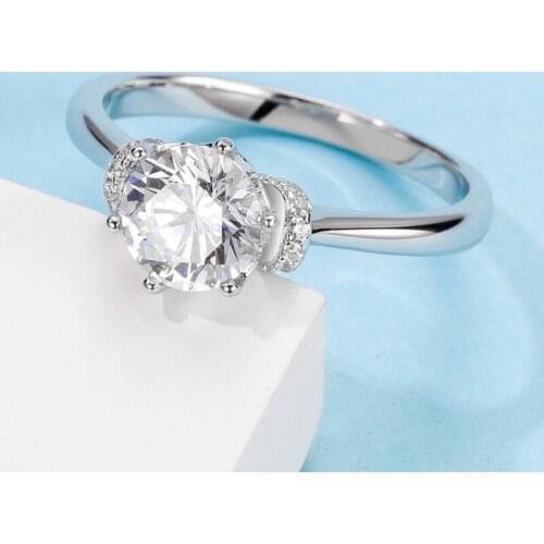 Trendy 100% 925 Sterling Silver Created Real 1 Carat D Color Moissanite Engagement Ring For Women Anniversary Fine Jewelry Gift