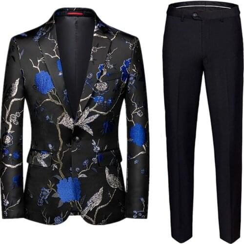 Fashion Men Jacquard Suit Two-piece Set Large Size 6XL High Quality Mens Business Suits 2020 New Male Wedding Banquet Suit