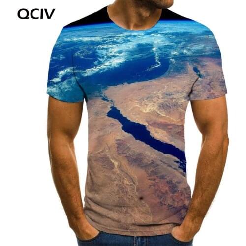 QCIV Brand Space T-shirt Men Planet Tshirts Casual Earth Shirt Print Cool Anime Clothes Mens Clothing summer New Slim Big Size