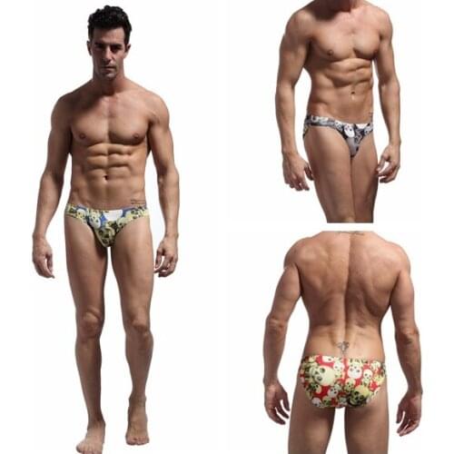 Underwears Men Sexy Mini Skeleton Print Briefs Low rise Smooth Nylon Male Underwear Briefs Brave Person