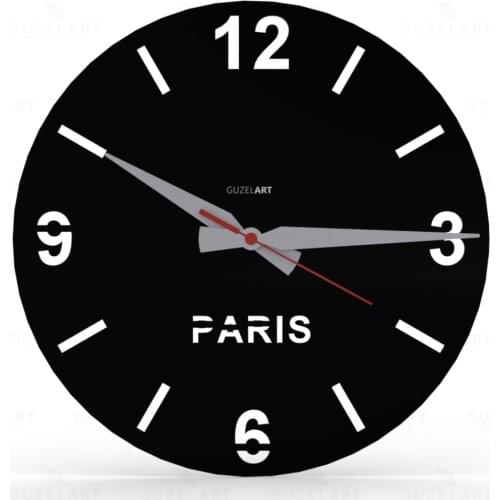 GuzelArt Paris wall clock , Paris wall clock, Paris themed wall clock , Paris City Wall Clock , room wall clock