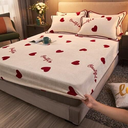 NEW warm Universal Mattress Cover Mink Cashmere Thicken sheets bed Pillow Case Winter Fitted Sheets Dust Cover Protector