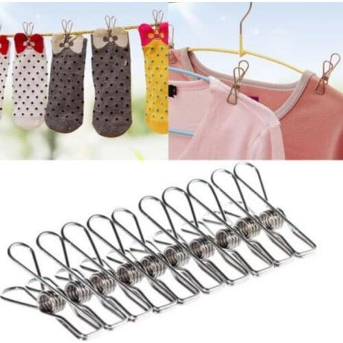 New Arrival Stainless Steel Spring Clothes Socks Hanging Pegs Clips Clamps Silver Laundry LX5761