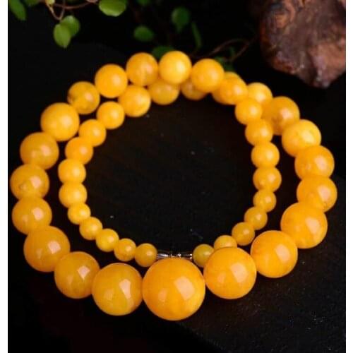 Natural Baltic Amber Chokers Necklaces For Women Gifts Yellow Amber Natural Beads Elastic Beaded Necklace Jewelry Accessories