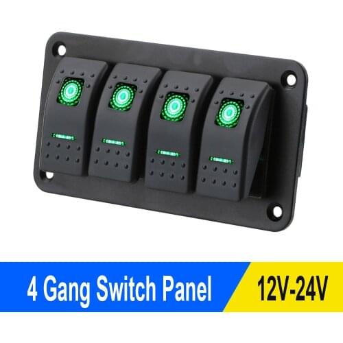 4 Gang Car Switch Panel 12V/24V Control LED Light Car Rocker Switch ON/Off Wiring Harness for Car RV Truck Marine Auto Part