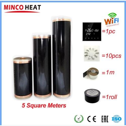 Hot 5m2 Far Infrared Floor and Wall Heating Film With Accessories Home Warming Mat AC220V 110W/M WiFi Optional