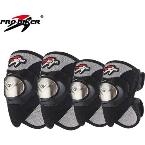 PRO-BIKER Stainless Steel Motorcycle Knee Guard Motobike Knee & Elbow Pads Motor Protective Gear HX-P19