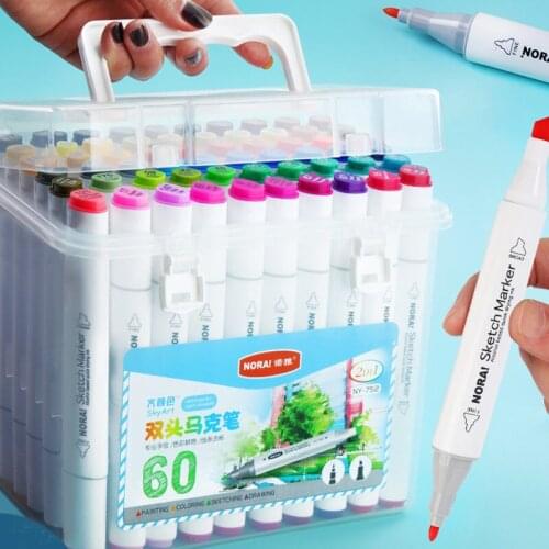 12/24/36/48/60 Color High Quality Double Marker Pen Drawing Brush Art Students Oily Childrens Graffiti Pens