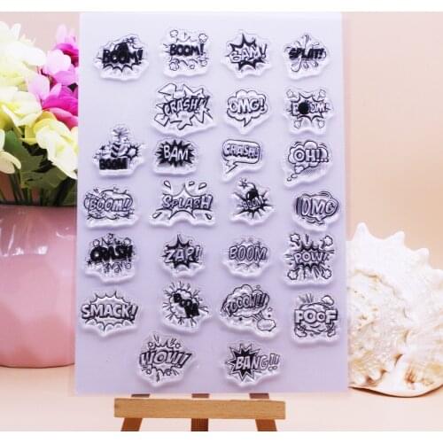 Text Box ZAP! BAM! SPLAT! CLEAR STAMPS Scrapbooking Handmade Card Album Paper Craft Rubber Transparent Silicon Stamp Alinacutle