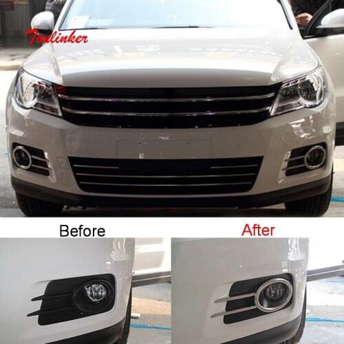 Tonlinker Front Fog light Cover Case Stickers For Volkswagen Tiguan 2009-12 Car Styling 2 PCS ABS Chrome Cover Case Stickers
