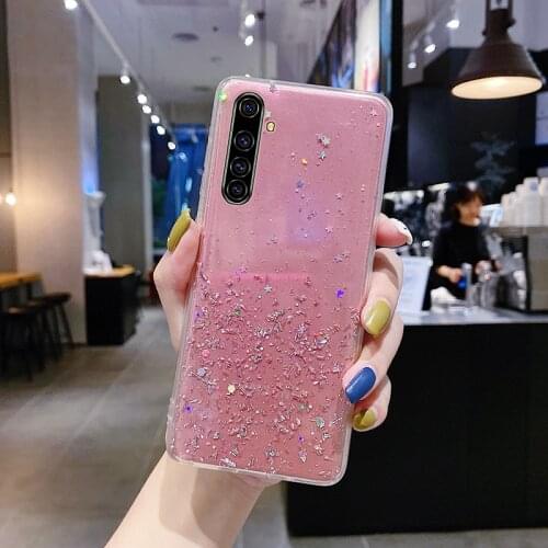 Ultra-thin Bling Glitter Silicone Phone Case For Realme 7 6 5 i X7 X2 Pro XT X 3 X50 C 15 12 11 Luxury Sequins Transparent Cover