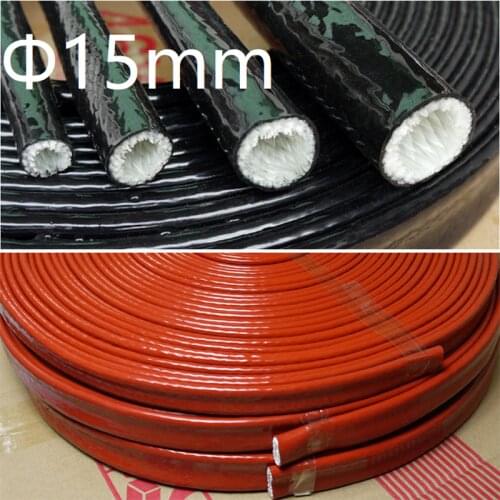 Thickening Fire Proof Tube ID 15mm Silicone Fiberglass Cable Sleeve High Temperature Oil Resistant Insulated Wire Protect Pipe