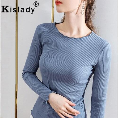 2020 Spring Autumn Long Sleeve O-Neck Solid Shirt Sexy OL Plus Size Tops Gothic Shirts Korean Fashion Harajuku Simple Clothes