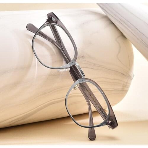 Top Grade Quality Brand Handmade Glasses Frame vintage Square Acetate for Men Women Semi Rimless Optical Prescription Eyeglasses
