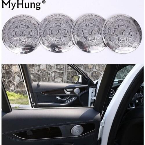High Grade Car Audio Speaker Decor For Mercedes Benz 2015 2016 C GLC 2016 E Car Door Loudspeaker Trim Covers Car Styling 4PCS