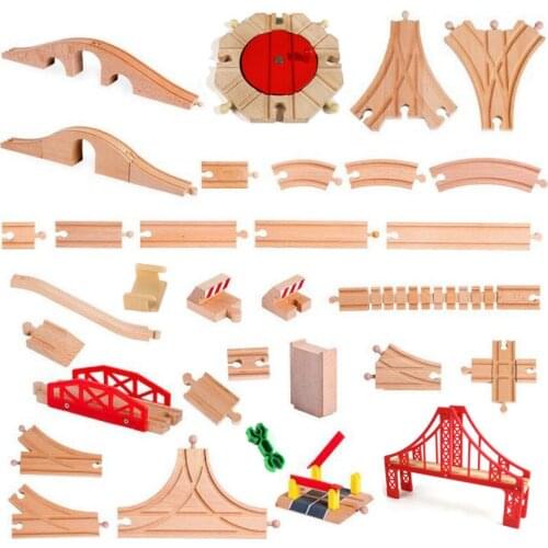 Wooden Track Railway Toys Beech Wooden Train Track Parts Accessories Fit Biro All Brands Wood Track Educational Toys for Kids