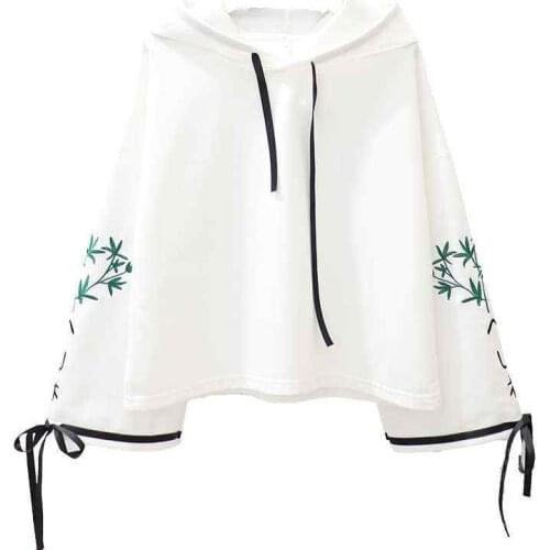 MERRY PRETTY Women Hooded Sweatshirts 2018 Autumn Long Sleeve Drawstring Pullovers For Femme Elegant Embroidery White Hoodies