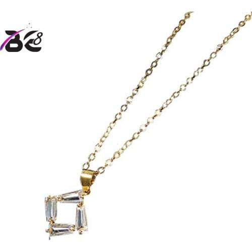 Be 8 Popular AAA Cubic Zirconia Baguette Necklace for Women Geometric Shape Pendants Fashion Jewelry N057