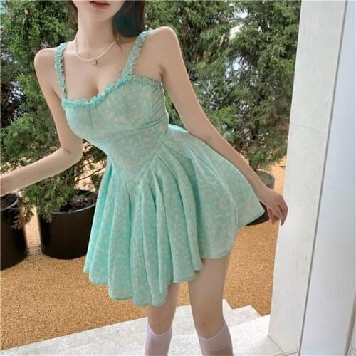Womens new sweet fashion high waist suspender dress pleated tutu dresses princess style