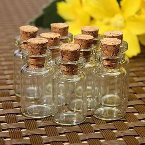 10pcs 24x12mm Cute Mini Clear Cork Stopper Glass Vials Jars Containers Wishing Bottles 2.5ml Empty Clear Glass Bottles Jars Vial