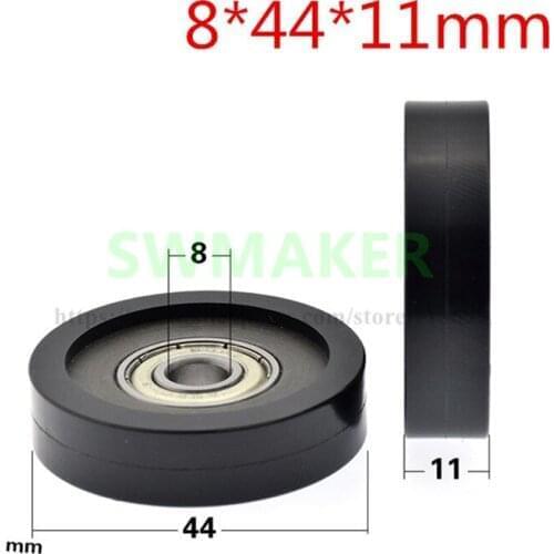 10pcs 8*44*11mm rubber-coated 608 bearing pulley, TPU rigid polyurethane, rolling guide mute belt