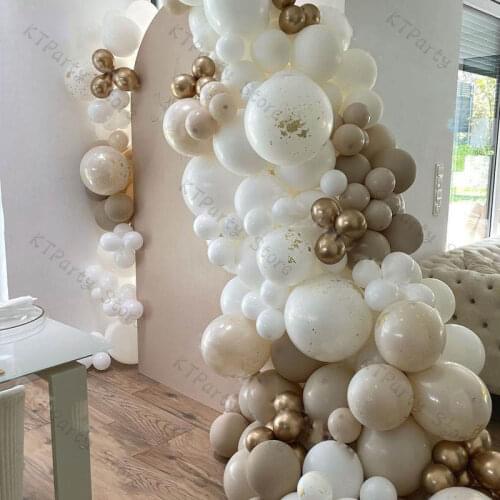155pcs Beige Balloon Garland Kit White Sand Wedding Happy Birthday Decoration Gold Ballom Arch Globos Baby Shower Party Decor