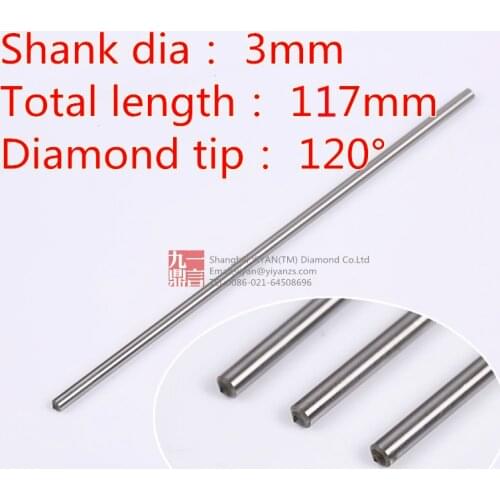 2pcs/lot 3mm shank * 117mm L * 120 degree diamond drag engraving point bit diamond router carving bits tools engraving cutters