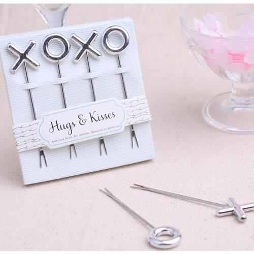 200PCS/LOT New Arrival XOXO Hugs and Kisses Stainless Steel Appetizer Picks wedding bridal shower party favor guest gift