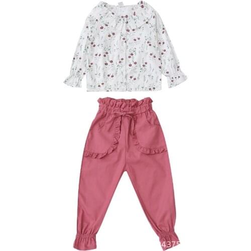 2020 New Girls Suit Autumn Childrens Fashion Long-Sleeve Shirt +Blouse Spring and Autumn Fashion Two-Piece Suits 3-12 Ages