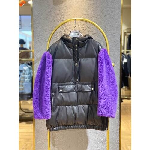 2021new winter clothing sheepskin down casual Hooded Jacket