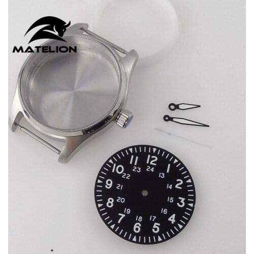 39mm Sapphire Watch Case For NH36 NH35 200M Waterproof Diving Case Screw In Crown Polished Bezel (case+dial+hand)