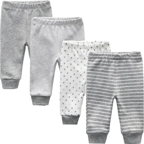 4 PCS/lot Unisex Newborn Baby Boy Girl Pants Causal Four Seasons Baby 100%Cotton Soft Trousers 0-12M