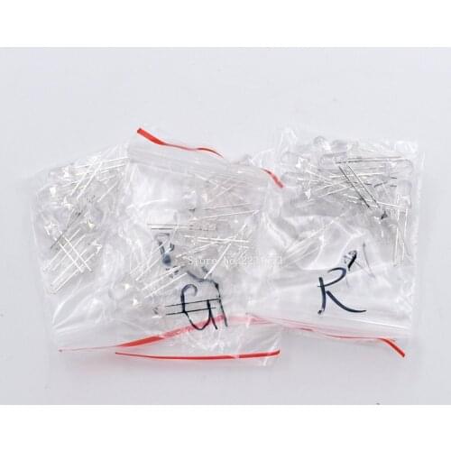 50PCS/LOT 5mm Round Water Clear Top LED Kit Light Emitting Diodes Lamp Bulbs Kit 5 Color Red Green Blue Yellow White