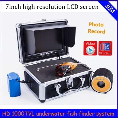 7" 1000TVL TFT LCD Monitor Portable Underwater Fishing Camera Fish Finder 30M Cable Fishing Finder with DVR