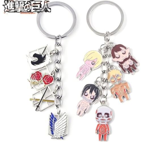 Anime Attack On Titan Keychain Wings Of Liberty Colossal Titan Eren Jaeger Titan Pendant Key Chain For Men Metal Keyring Jewelry
