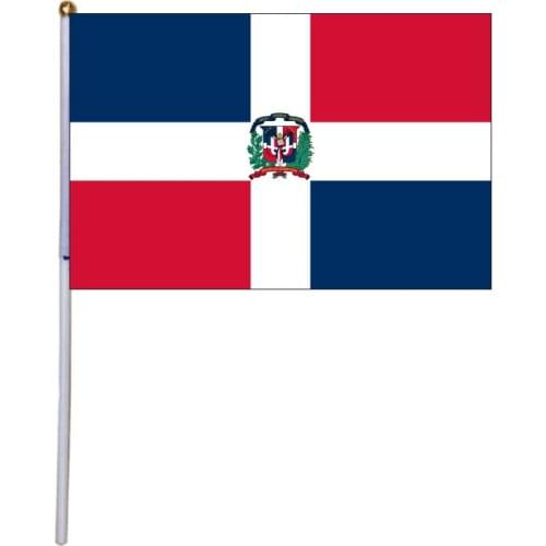 Free shipping xvggdg 100pcs 14 * 21cm Dominican Republic hand flag Dominican Republic Hand Waving National Flag