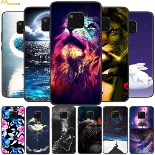 For Huawei Mate 20 Pro Case Lion TPU Soft Bumper For Huawei Mate 20 Lite Case Black Silicone Back Cover Mate20lite 20Pro Coques