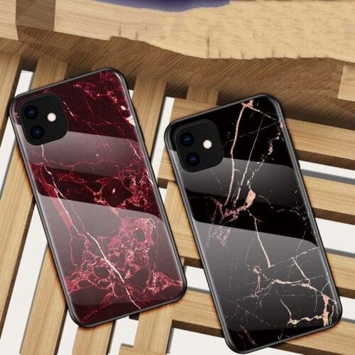 Tempered Marble Glass Mobile Phone Case for IPhone 11 12 Promax Mini 6 7 8 Plus Case for Iphone XSmax XR XS Case Soft