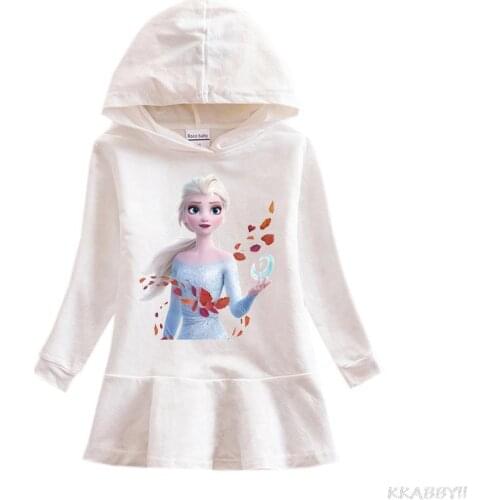 Disney Frozen Spring And Autumn New Children Hooded Hoodie Dress Little Princess Cotton Leisure Skirt