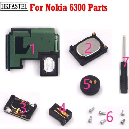 HKFASTEL 6300 Part Cover For Nokia 6300 Cell phone Antenna housing Speaker Earpiece Microphone Receiver Charging Port Screw Tool