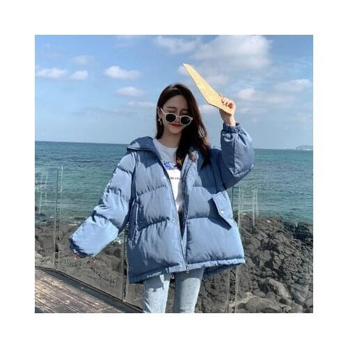 JuneLove Women Fashion 7 Colors Winter Hooded Puffer Jacket Korean Female Loose Long Sleeve Coat Harajuku Warm Oversize Parkas