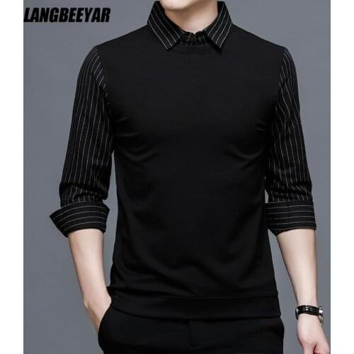 LANGBEEYAR Men's Striped Shirts