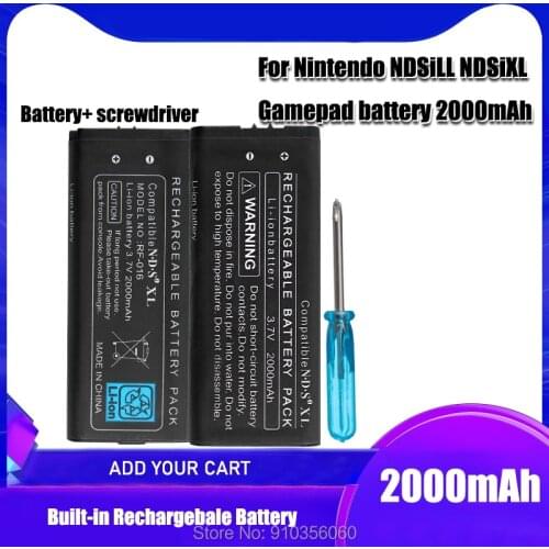 2-10PCS 3.7V 2000mAh Rechargeable Lithium Li ion Battery for Nintendo NDSiLL NDSiXL NDS iLL/XL + Tool Pack Kit mini screwdriver