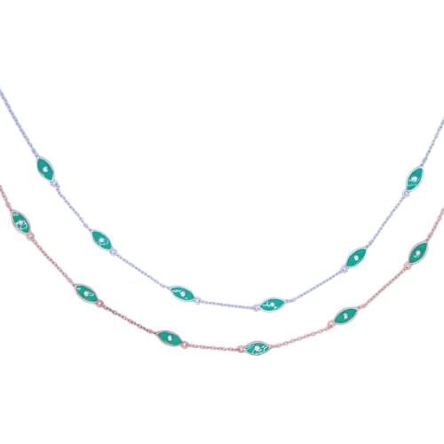 2020 Newest 925 Sterling Silver White Ocean Sea Blue Enamel Eye Charm Pendant Necklaces Women Choker Fine Jewelry High Quality