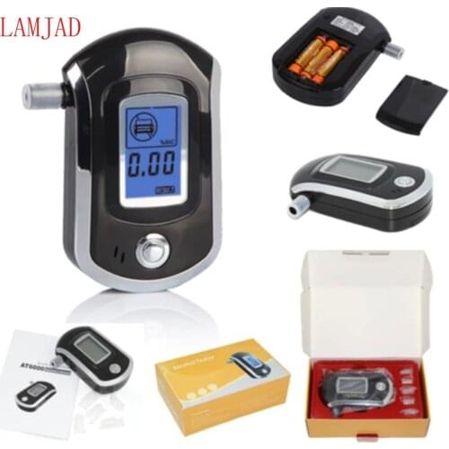 LAMJAD Professional Digital Breath Alcohol Tester Breathalyzer with LCD Dispaly with11 Mouthpieces AT6000 Hot Selling